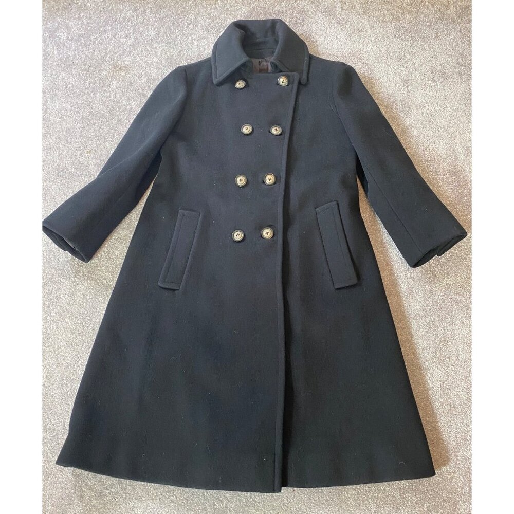 Saks Fifth Avenue Double-Breasted Black Wool Overcoat  Coat Trench Large